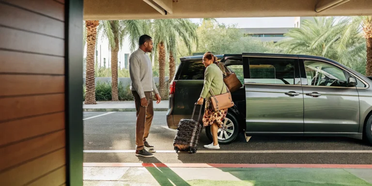 Private van at LAX picking up a family before sunrise for Disneyland