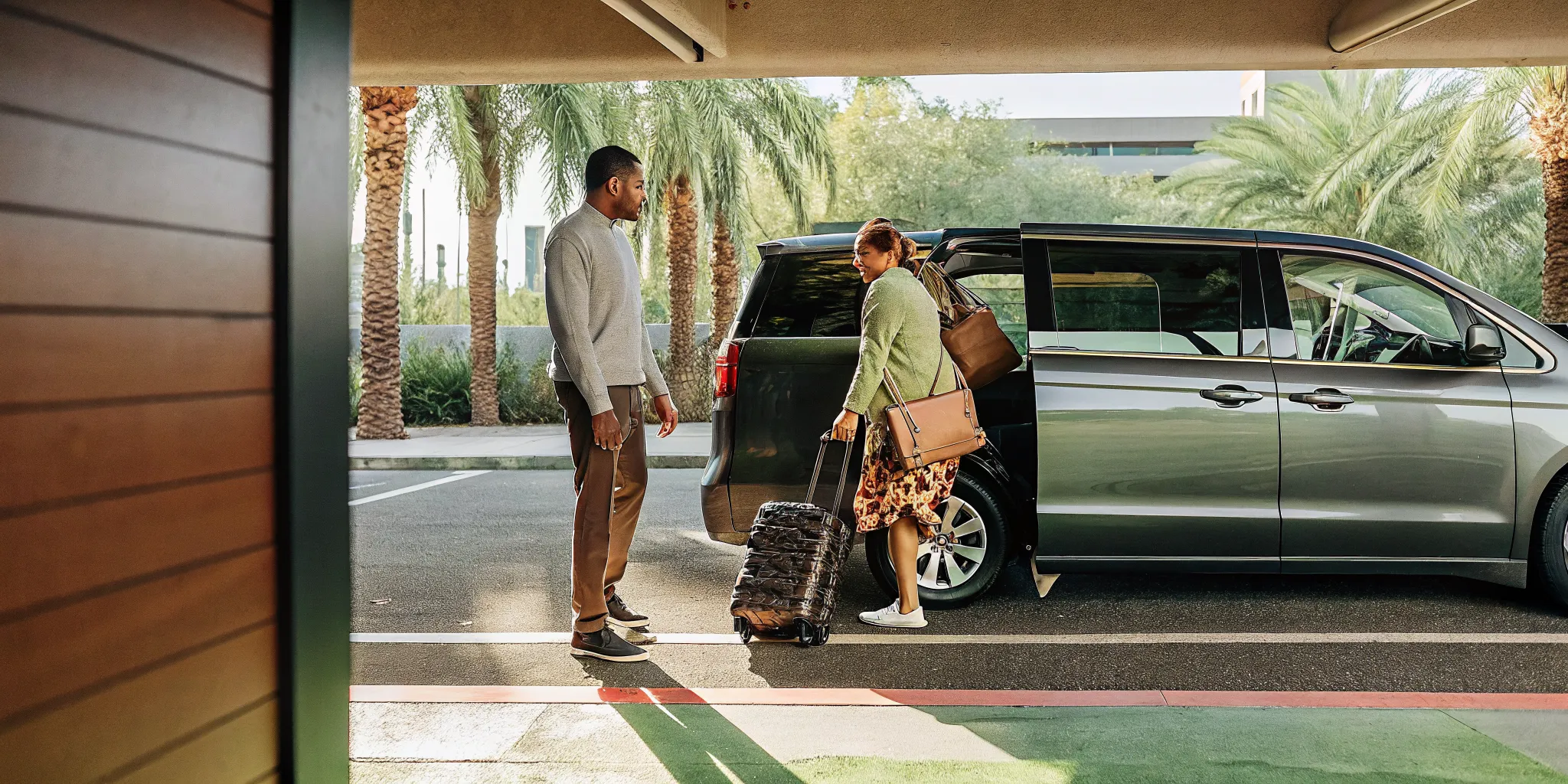 Private van at LAX picking up a family before sunrise for Disneyland