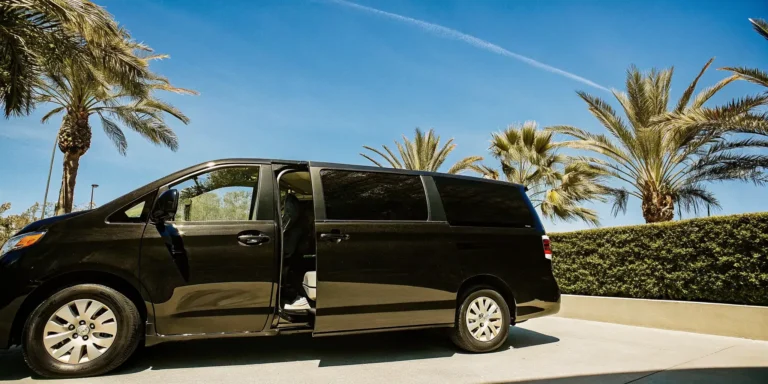 PickUpRide private shuttle van parked curbside at LAX