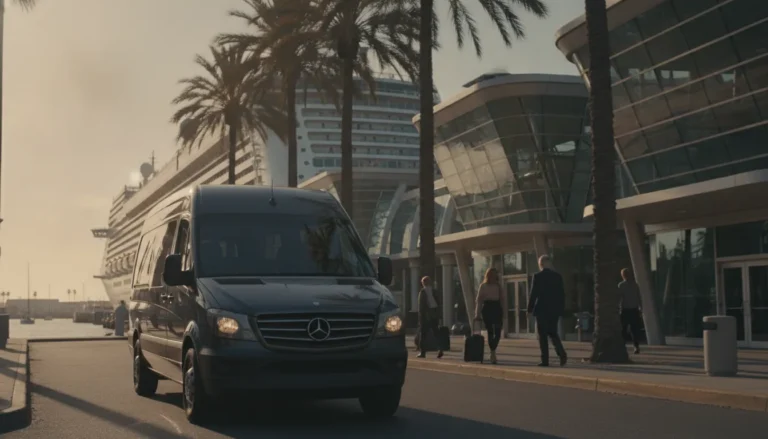 Private shuttle near a Los Angeles cruise terminal