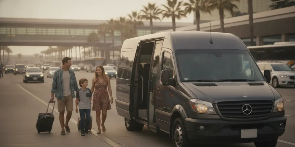 Private passenger van ready for travelers near Los Angeles International Airport