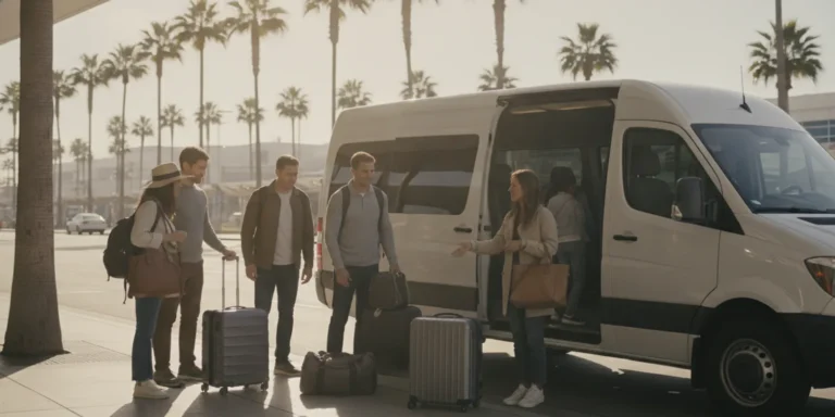 Private passenger van prepared for an airport transfer in Southern California