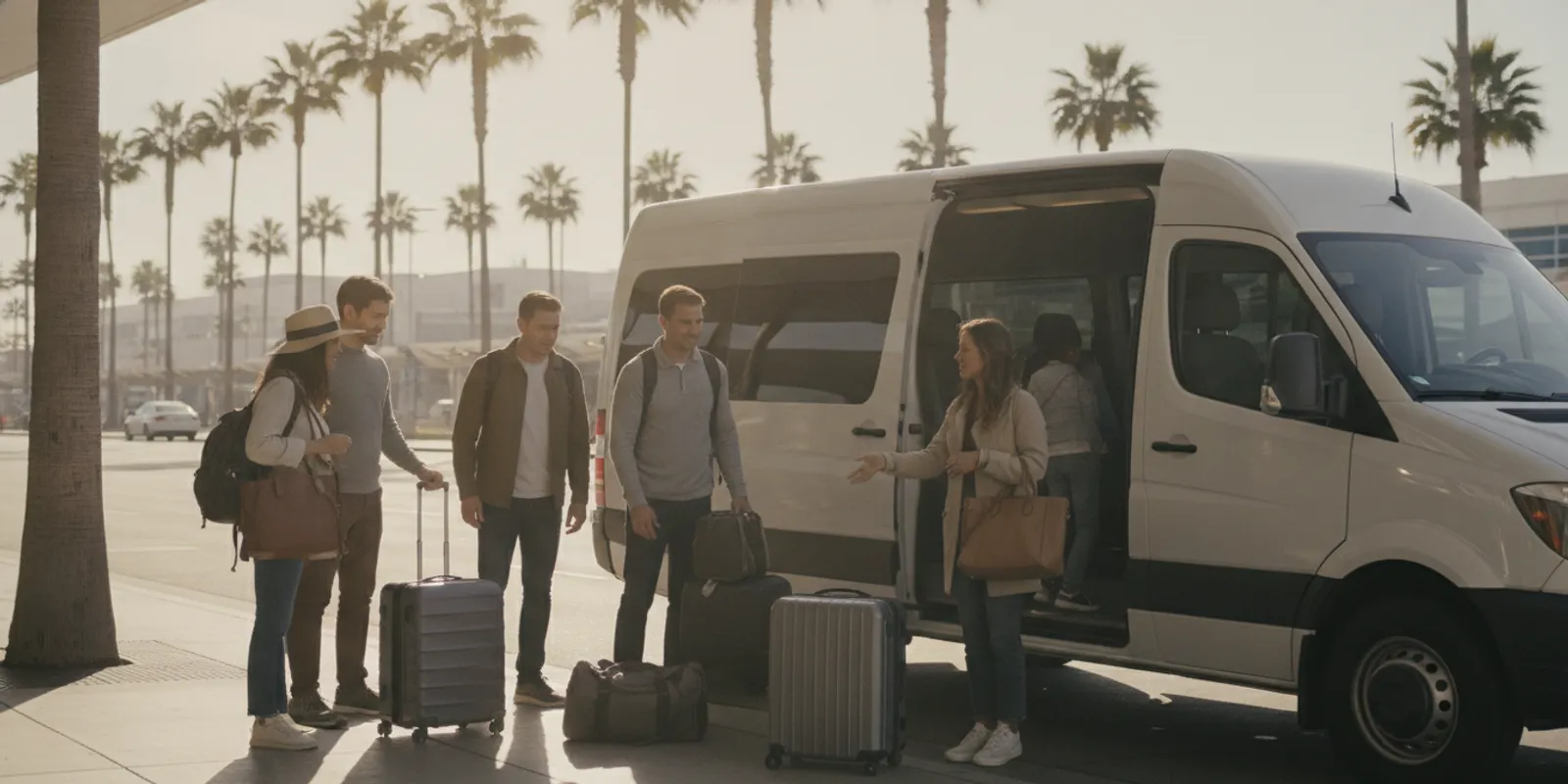 Private passenger van prepared for an airport transfer in Southern California