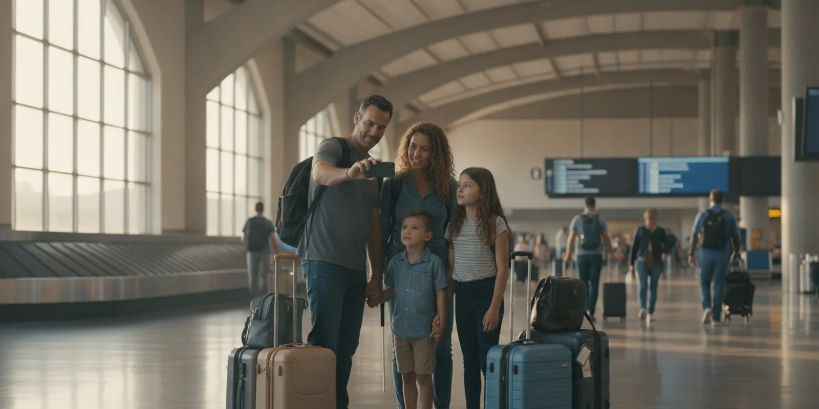 Travelers collecting luggage after an early arrival at Los Angeles International Airport